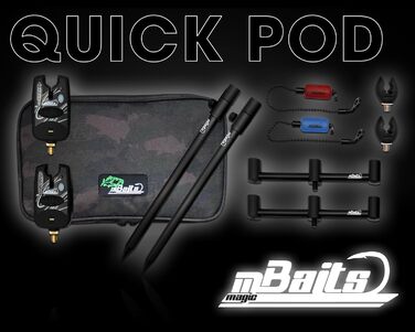Підставка для вудилища Angel-Berger Magic Baits Black Quick Rod Pod з сумкою, індикатором клювання, підставкою для вудилища та шпулькою