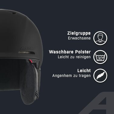 Безпечний, ідеально кліматично контрольований та комфортний лижний шолом з підкладкою, яку можна прати. Для дорослих M (55-59 см), чорний матовий