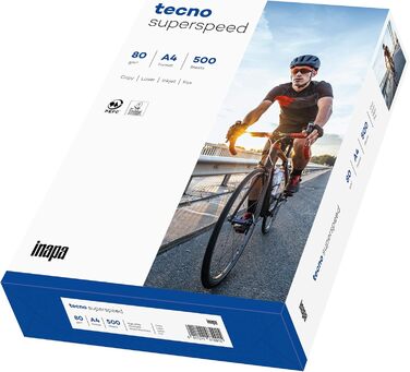 Принтер INAPA/копіювальний папір Tecno Superspeed 80 г/м, A4, 2 500 аркушів (5x500) яскраво-білий 2 500 аркушів один