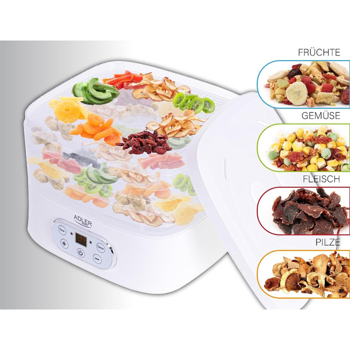 Дегідратор для їжі ADLER AD 6658, 550 Вт, дегідратор, дегідратор, білий