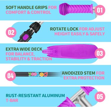 Самокат дитячий 2 роки, 3-колісний самокат зі світлодіодними колесами, що світяться, регульований по висоті, нахил для керування,