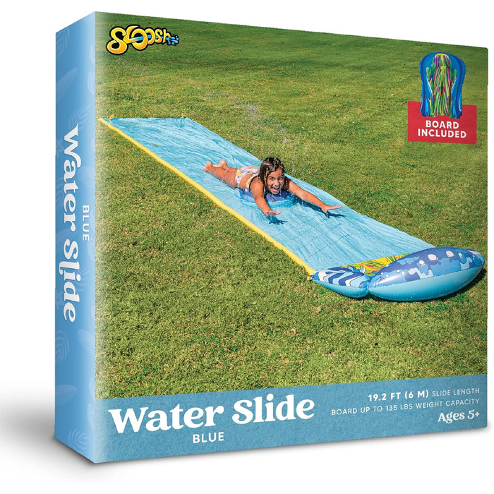 Водна гірка JOYIN 585 см х 90 см Slip and Slide з 1 бодібордом, дитяча водна гірка, літня іграшка з вбудованим розбризкувачем для садового та вуличного використання