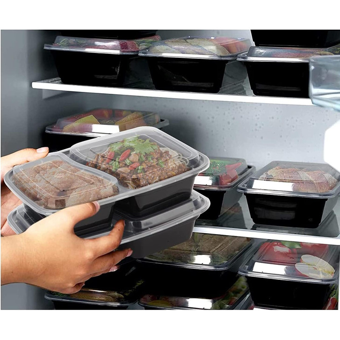 Контейнерів для харчування з кришками, 1000 мл, багаторазові, без BPA. Герметичні ланч-бокси та контейнери для зберігання їжі, придатні для мікрохвильової печі та морозильної камери., 12