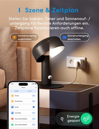 Розетка Wi-Fi Meross із вимірюванням потужності 16 А, розетка з таймером Smart Home з голосовим керуванням і дистанційним керуванням, Wi-Fi Smart Plug працює з Alexa, Google Home, SmartThings, упаковка з 4 шт.