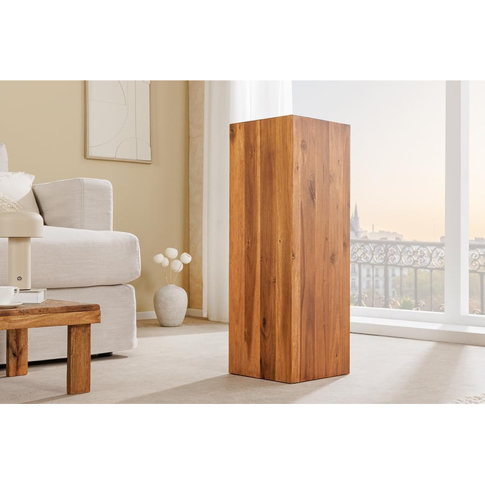 Декоративна колона з масиву дерева COLUMNA - 75 см - коричнева акація, журнальний столик, колона з дерева, декор для вітальні 75 см