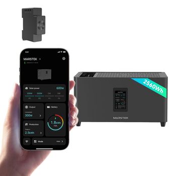 Балконна електростанція Marstek Jupiter C Plus з накопичувачем та інвертором, 0 ПДВ, акумулятор LFP 2,56 кВтгод з лічильником, керування за допомогою застосунку, 4 MPPT 2,4 кВт вхідна потужність PV/800 Вт вихідна потужність мережі, IP65, Plug&Play 2560 Вт