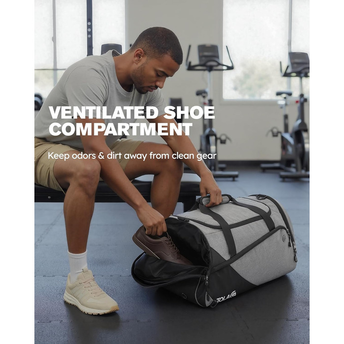 Великий спортивний рюкзак Tolaccea 47L з відділенням для взуття, відділенням для вологи, щотижневою дорожньою сумкою, спортивною сумкою, сумкою для фітнесу та тренувань для чоловіків та жінок, для тренажерного залу, подорожей, плавання, сауни, футболу (сі