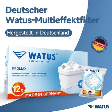 Картриджі фільтра для води Watus, для Brita Maxtra і Maxtra, Style, Marella, Elemaris, для заміни картриджів фільтра Brita, Made in Germany (12)