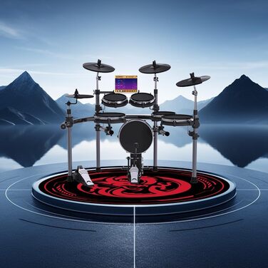 Захисний килимок для ігрових офісних крісел, килимки для крісел для килимів з низьким ворсом та паркетних підлог, круглі килимки для підлоги 120 x 120 см для ігрових кімнат, спалень, віталень та офісів, чорний/червоний