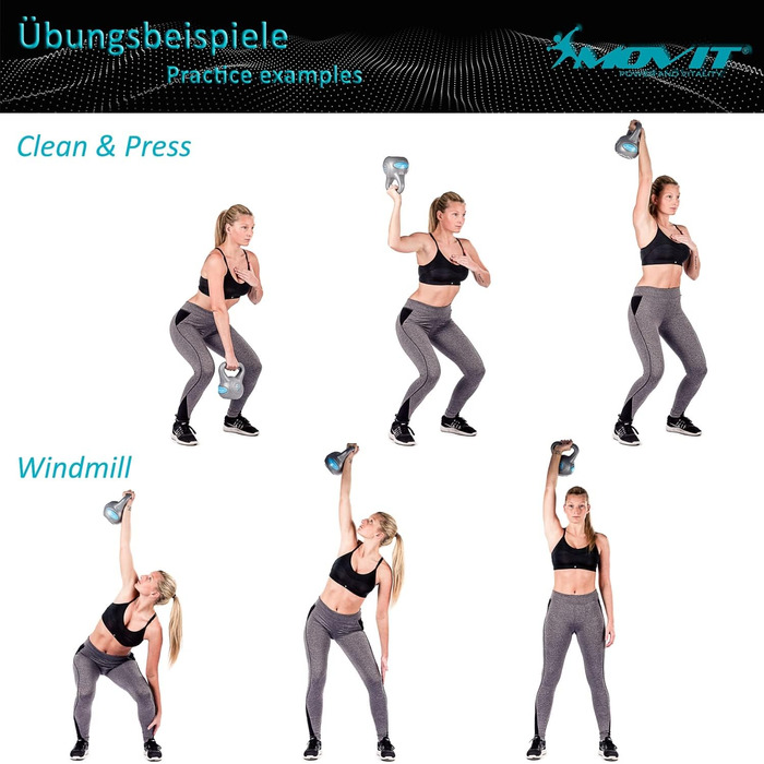 Гантеля-гиря MOVIT Kettlebell PRO 16 кг, чавунна з неопреновим покриттям для силових тренувань (темно-синя)