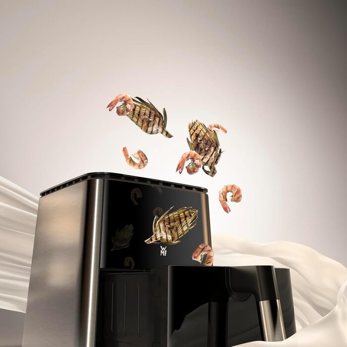 Мультикнопкова фритюрниця WMF, фритюрниця, 1550 Вт, 0,8 кг для 4-6 осіб, здорове смаження, зневоднення, гриль, фритюрниця з 8 програмами, фритюрниця 4,2 л, чорна