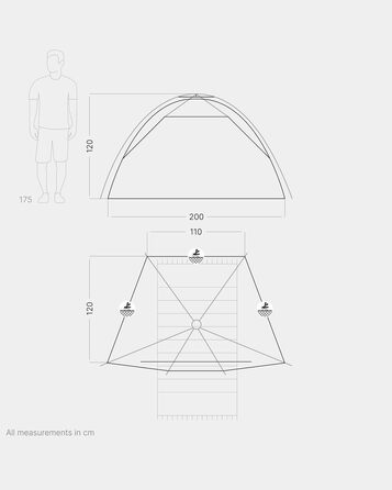 Пляжний навіс qeedo Quick Bay із захистом від ультрафіолету (UV80) для 2 осіб, включаючи сумку на колесах, пластикові кілочки та відтяжки - захист від сонця для сімей, дітей, немовлят або собак - Sandgrey Light Sand