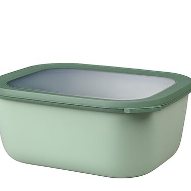 Кругла прямокутна миска Mepal Multi Bowl - Посуд для мікрохвильової печі - Підходить як герметична коробка для зберігання в холодильнику, посуді для мікрохвильової печі та як контейнер для зберігання продуктів - 3000 мл - Північна шавлія