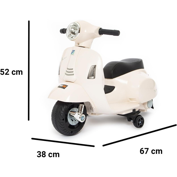 Дитячий електромотоцикл 6 вольт Vespa електричний дитячий самокат від Babycar зі спинкою - електричний дитячий самокат Vespa з нож