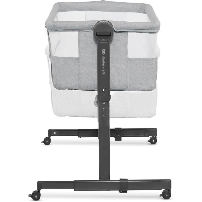 В-1 приліжкове ліжечко, дорожнє ліжечко з матрацом та простирадлом, 5-рівневе регулювання висоти матраца, 4 колеса з гальмами, м&39який матеріал, легка конструкція, сірий Neste Grey, 2 2-