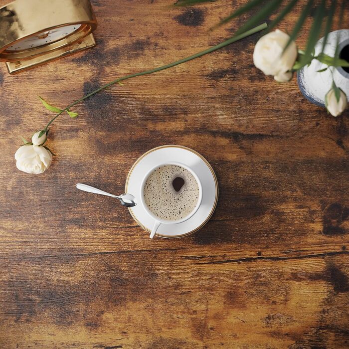 Круглий журнальний столик VASAGLE, стіл для вітальні, індустріальний стиль, сталевий каркас, легке складання, для вітальні, спальні, рустикальний коричневий та чорний LCT88 шт. Рустикальний коричневий чорний