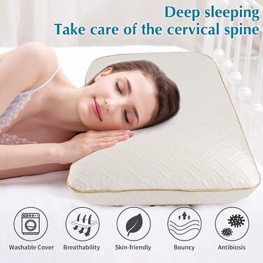 Подушка Fityou з піни з ефектом пам&39яті, подушка для шиї, ергономічна подушка для сну, знімна та пральна наволочка, для тих, хто спить на боці, на спині, схильна до злипання, (67,5x40x13 см) рожеве золото 67,5x40x13 см