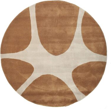 Камені ручної роботи, Килим, Середній ворс, 150 см, Круглий, Сучасний, Шерсть, Передпокій, Спальня, Кухня, Вітальня, Коричневий, К