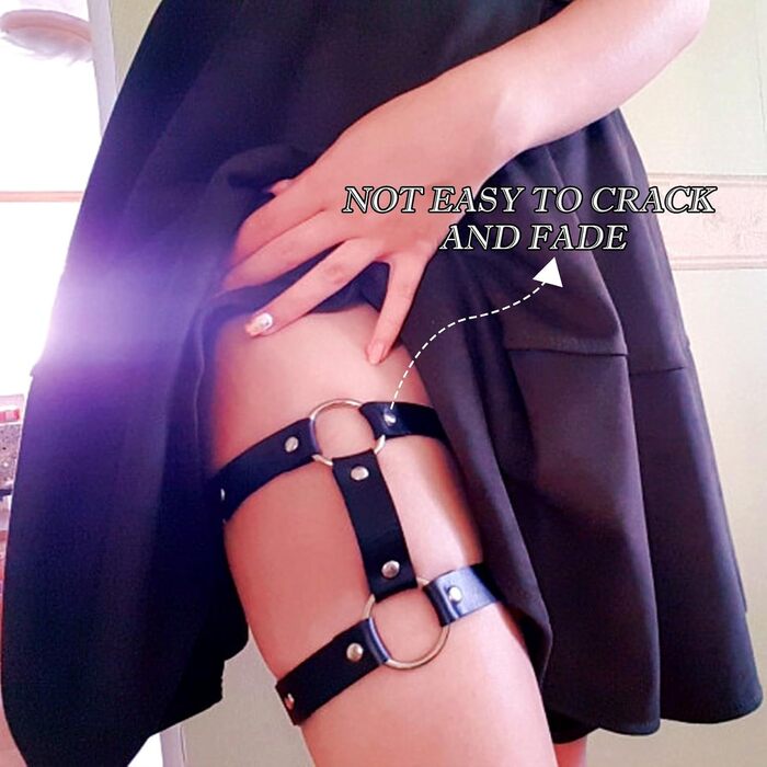 Стрічки для стегон comeondear, шкіра PU, чорні, регульовані, 2 шт.