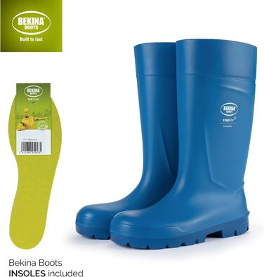 Захисні черевики Bekina Steplite Easygrip S4 для чоловіків та жінок зі сталевим підноском, нековзні робочі черевики, стійкі до хімічних мийних засобів, для харчової промисловості, ізолюючі, сині EU 42 EU Сині зі сталевим підноском