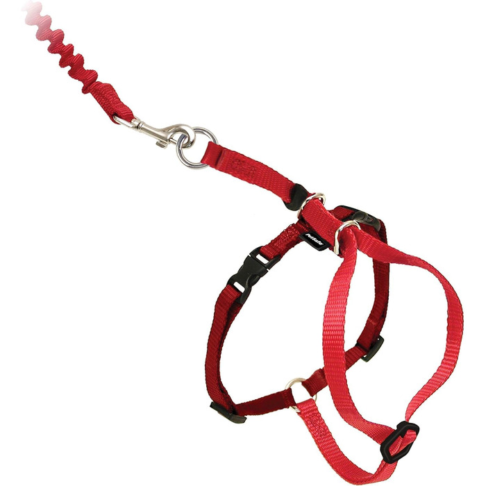 Шлейка для котів PetSafe Easy Walk з еластичним повідком-банджі, для вигулу вашого кота, розмір L, червона, CWMK-L-RED-19