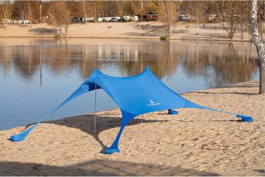 Пляжний намет преміум-класу з лайкри висувний сонцезахисний тент Оле з алюмінієвими стійками та наповнюваними піщаними анкерами 210 x 210 см