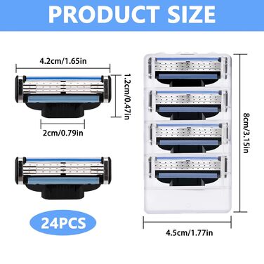 Леза для гоління Mach 3, 24 шт., леза для гоління, бритва для чоловіків, чоловіча бритва, заправки для лез Mach 3, заправки, леза для гоління, чоловічі леза, які підходять для Mach3