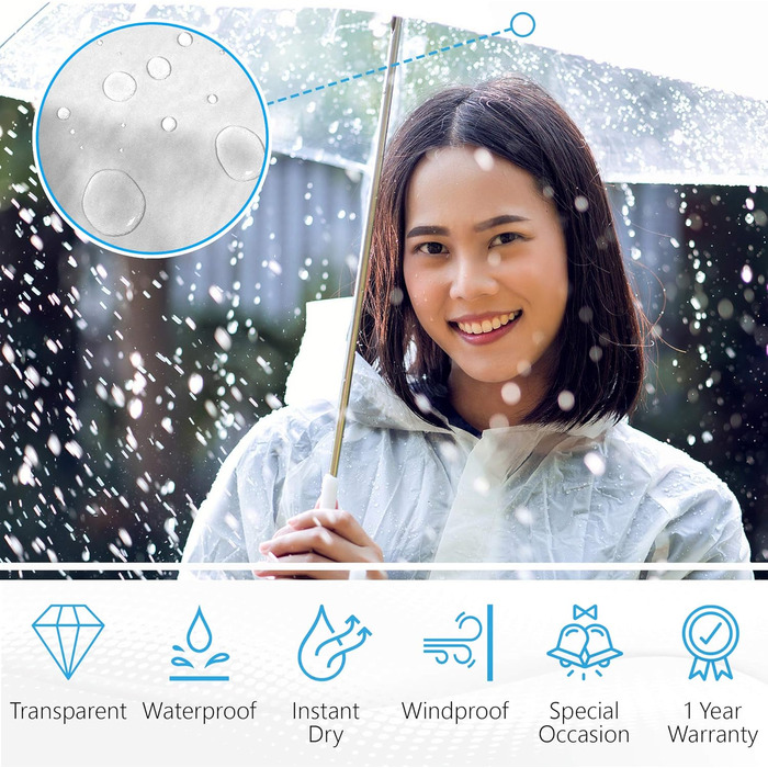 Прозора парасолька GadHome Велика прозора парасолька 85 см, купольні парасольки для жінок, весільна парасолька Легка парасолька, а