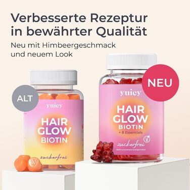 Вітаміни для волосся Yuicy Hair Glow з біотином, малина, 60 шт.