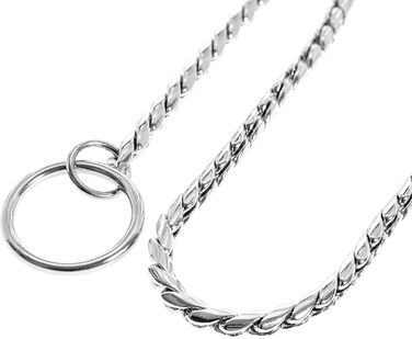 Нашийник для собаки з масивною ланцюгом Змія з карабіном з хромованої латуні розмір XL 0,5 см довжина 65 см, сірий XL - 0,5 смДовжина 65 см