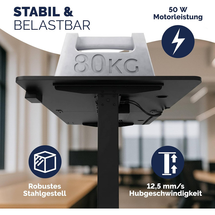 Електричний стіл Casaria з регульованою висотою 140 x 70 см з бездротовим зарядним пристроєм та портом USB-C/A, РК-дисплеєм, функцією пам&39яті, вантажопідйомністю 80 кг, ергономічним, чорним, 140 x 70 см