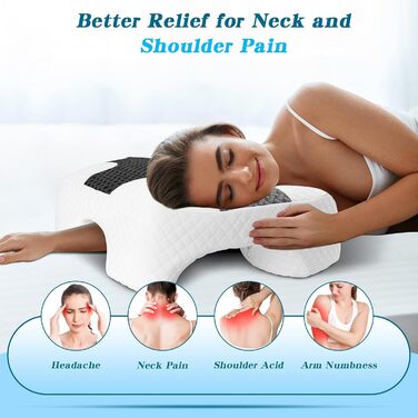 Подушка для сну на боці з проймою, подушка для шиї та плечей, подушка з піни з ефектом пам&39яті, підходить для сну на боці, спині та животі сіра 55 x 35,5 x 15 см