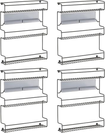 Набір кухонних полиць mDesign із 4 предметів Самоклеюча настінна підставка для спецій з 3 ярусами Ідеально підходить як підставка для спецій на кухні та в коморі Матово-чорна