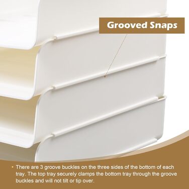 Чотирирівневий лоток для документів формату А4, багатофункціональний лоток для листів та документів з ПЕТ-пластику, штабелюваний офісний органайзер, білий - B