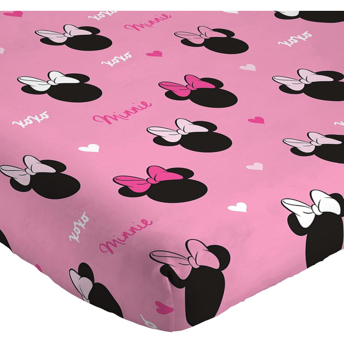 Комплект постільної білизни Disney Minnie Hearts & Love з 3 предметів з 100 бавовни, розмір односпального ліжка 135x200 см - підко