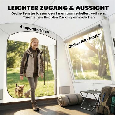 Намет Outsunny для автомобіля 2-в-1 для 2-4 осіб, 320 x 280 x 205 см, водонепроникний тунельний намет з 4 дверима, вікнами, тамбуром, підлогою та сумкою для транспортування. Сімейний намет для кемпінгу, подорожей та позашляховиків.