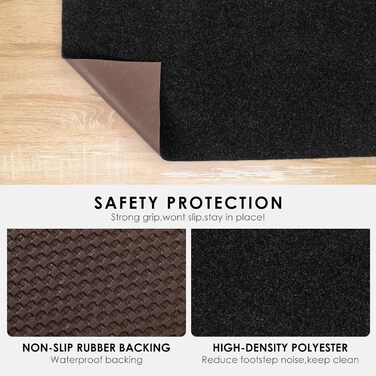 Килимова доріжка Koloko для використання всередині/зовнішнього використання, нековзка, нестандартний розмір, підлогова доріжка з гумовою основою, для коридору, входу, балкону, патіо, кухні, чорна 2&39 x 8&39 (Доріжка)