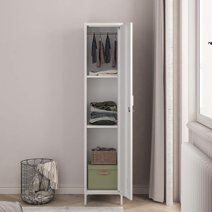 Шафа Seinjoki, Шафка, Шафка для роздягальні, 180 x 38 x 38 см, Металева шафа, Багатоцільова шафа, Замикається, Шафа, Шафа для роздягальні, Універсальна шафа, Сталь, Білий, 180 x 38 x 38 см, Білий