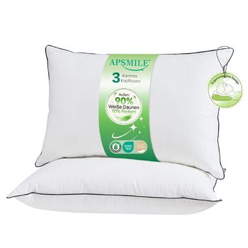 Пухові подушки преміум-класу APSMILE 40x80 (2 шт.) Зовнішній наповнювач 90 білого пуху Внутрішній наповнювач суміш пера Ергономічний дизайн для максимального комфорту Чохол з м&39якої органічної бавовни Вага наповнювача 730 г кожна, 40x80 см (2 шт.), біли