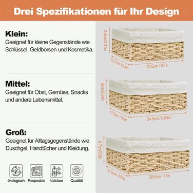 Кошик для зберігання, плетений кошик для хліба, 3 шт., подарунковий кошик, невеликий набір, коробка для зберігання з ротанга з підкладкою, декоративний плетений кошик для хліба для вітальні, подача випічки, хакі