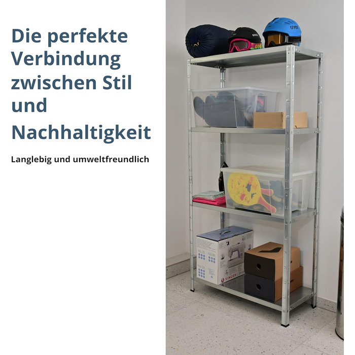 Система стелажів SCHULTE з 4 полицями PowerMAX, вантажопідйомність 65 кг, 180x90x40 см (ВxШxГ), оцинкована (полиця для зберігання, полиця для майстерні, полиця для підвалу, полиця для гаража, металева полиця)