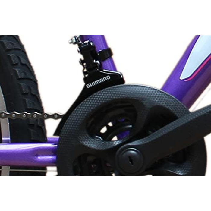 Гірський велосипед Talson 26 дюймів з 21-швидкісним перемикачем швидкостей Shimano, ліхтарями (відповідає німецьким правилам дорожнього руху) та передньою підвіскою (фіолетового кольору)