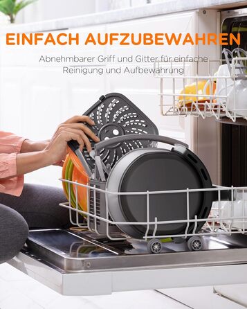 Аерофритюрниця Tomons 6 л, фритюрниця Фритюрниця з гарячим повітрям Фритюрниця з оглядовим вікном Цифровий світлодіодний сенсорний екран, програми 8 в 1 фритюрниця, регульований контроль температури