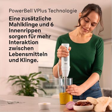 Занурювальний блендер Braun MultiQuick 5 (1000 Вт) з мірним стаканом 600 мл, білий, версія 2024