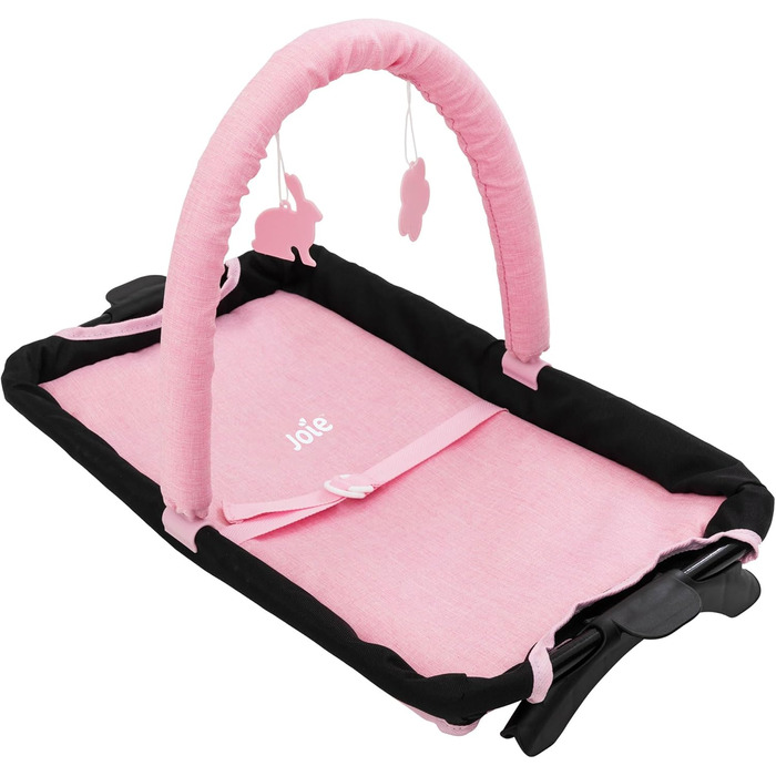 Іграшка для дитячого садка Joie Junior Sleep & Dream у рожевому та чорному кольорах Знімний пеленальний столик та ігрова панель Легке дитяче ліжко для подорожей для ляльок від 3 років