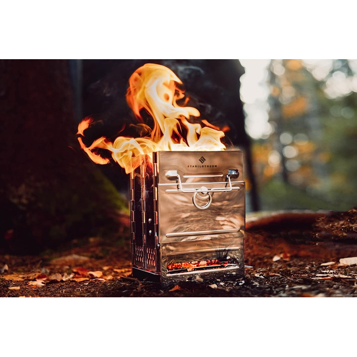 Вугільний гриль з нержавіючої сталі, складаний для кемпінгу та використання на свіжому повітрі портативний гриль, кемпінговий гриль, вуличний гриль кемпінговий гриль дуже стабільний та компактний, 21 см x 14 см x 14 см