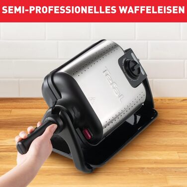 Вафельниця Tefal King розміру WM756D Подвійна вафельниця для 2 бельгійських вафель Функція обертання Листи з антипригарним покриттям товсті вафлі Регулятор температурилегке очищення 120 Вт 1 л