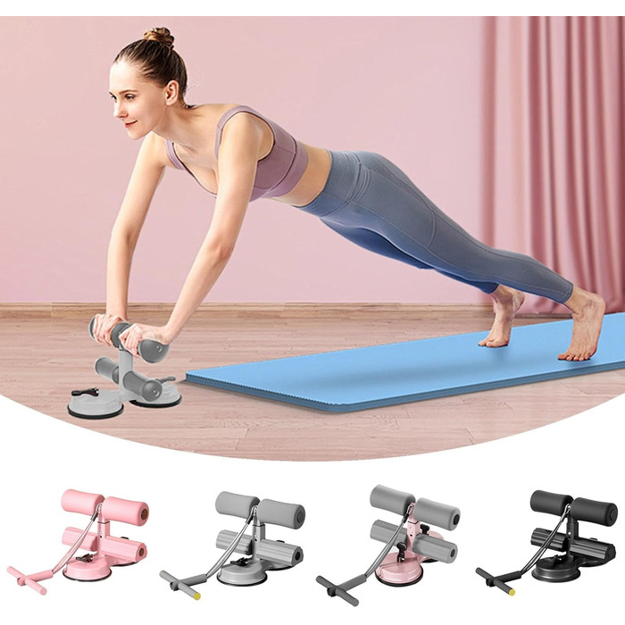 Помічник для присідань з еспандером, портативний тренажер для присідань, тренування м&39язів живота, тримач для ніг з двома присосками, домашнє фітнес-обладнання, рожевий