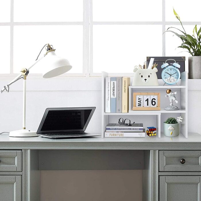 Дерев&39яна полиця для столу, маленька біла книжкова полиця, органайзер для столу, регульований органайзер для столу, книжкова полиця для офісу, кухні (біла)