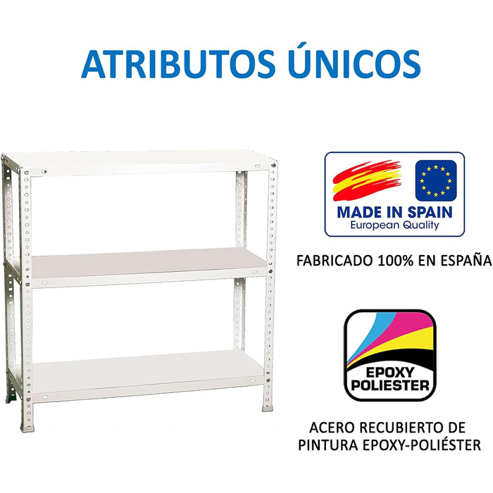 Надміцний стелаж Simonrack, стелаж для зберігання, металевий стелаж 100x80x30, стелаж для підвалу, точка вигину 100 кг, 3 полиці, білий - Comfort